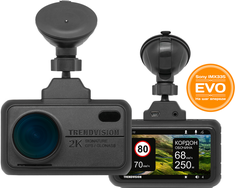 Видеорегистратор автомобильный TrendVision Hybrid Signature EVO Wi с сигнатурным радар-детектором SpeedCam, 2K, IPS LCD, 3″ WiFi, microSD до 128GB