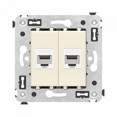 Розетка компьютерная DKC 4405694 RJ-45 без шторки в стену, кат.6 двойная, "Ванильная дымка", "Avanti"