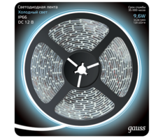 Лента Gauss 311000310 LED 2835/120-SMD 9.6W 12V DC холодный белый IP66 (блистер 5м)