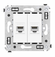 Розетка компьютерная DKC 4400694 RJ-45 без шторки в стену, кат.6 двойная, "Белое облако", "Avanti"