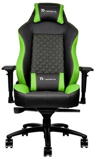 Кресло Thermaltake Tt eSPORTS GT Comfort GTC 500 GC-GTC-BGLFDL-01 игровое, до 150кг, кожзаменитель, black/green