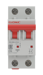 Автоматический выключатель модульный DKC MD63-2C6-10 2P 6А C 10kA, "YON"