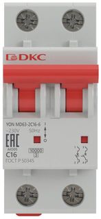 Автоматический выключатель модульный DKC MD63-2C4-6 2P 4А C 6kA, "YON"