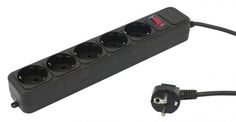 Сетевой фильтр PC PET AP01006-3-B 3м (5 розеток) черный (пакет ПЭ)