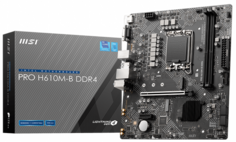 Материнская плата mATX MSI PRO H610M-B DDR4 (LGA1700, 2*DDR4(3200), 4*SATA 6G, M.2, 2*PCIE, 7.1CH, Glan, 2*USB 3.2, VGA, HDMI)