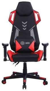 Кресло Cactus CS-CHR-090BLR игровое, черный/красный эко.кожа пластик