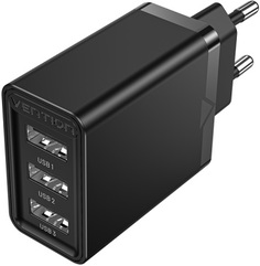 Зарядное устройство сетевое Vention FEAB0-EU Сетевое зарядное устройство Vention на 3 порта USB 2.4A Черный