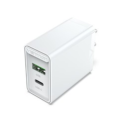 Зарядное устройство сетевое Vention FBBW0-EU Сетевое зарядное устройство Vention на 2 порта USB (A+C) QC 4.0 Белый
