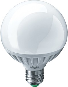 Лампа светодиодная Navigator NLL-G95-12-230-4K-E27 (уп/10шт), 12Вт, 176-264В, 4000К, 1100лм, E27, 95х137мм, шар, матовая (61279)