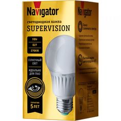 Лампа светодиодная Navigator NLL-A60-9-230-4K-E27-FR-SV Supervision, 9Вт, 176-264В, 4000К, 900лм, E27, 60х108мм, груша, матовая (80549)