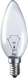 Лампа накаливания Navigator NI-B-60-230-E14-CL (уп/10шт), 60Вт, 230В, E14, 35х100мм, свеча, прозрачная (94304)
