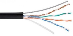 Кабель витая пара F/UTP 5e кат. 4 пары Irbis IRB20041 0.50мм 24AWG, PE 305м, черный, внешний с тросом 1.2mm на катушке