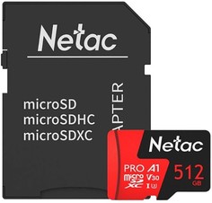 Карта памяти MicroSDXC 512GB Netac NT02P500PRO-512G-R P500 Extreme Pro, SD Adapter