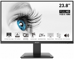 Монитор 23,8" MSI PRO MP243 9S6-3PB5CH-021 1920*1080, IPS, 5ms, 75Hz, 250 кд/м2, 16:9, 178°/178°, HDMI, DP, tilt