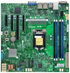 Материнская плата mATX Supermicro MBD-X12STL-F-B (LGA1200, C252, 4*DDR4(3200), 6*SATA 6G RAID, M.2, 4*PCIE, 2*Glan, VGA, COM, 2*USB 3.2, 2*USB 2.0)