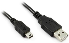 Кабель интерфейсный USB 2.0 GCR AM/mini 5P GCR-UM2M5P-BB2S-1.0m 1 м, Premium, двойное экранирование, антифриз, черный