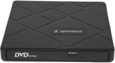 Привод DVD±RW внешний Gembird DVD-USB-04 USB 3.0, со встроенным кардридером и хабом, черный (271668)