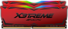 Модуль памяти DDR4 16GB (2*8GB) OCPC MMX3A2K16GD436C18RE X3TREME RGB, PC4-28800, 3600Mhz, CL18, 1.35V, радиатор, red