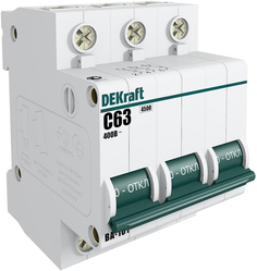 Автоматический выключатель DEKraft 11026DEK ВА-101 - 3P, тип хар-ки B, 2 А, 400 В AC, 4.5кА