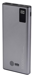 Аккумулятор внешний портативный Cactus CS-PBFSLT-10000 10000mAh 3A 2*USB серый