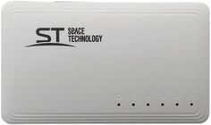 Коммутатор Space Technology ST-GS50 5-ти портовый,обеспечивает подключение сетевых клиентов со скоростью до 1Гб/с, для построения локальных сетей сист