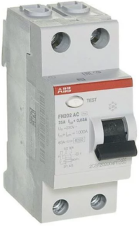 Выключатель дифференциального тока (ВДТ, УЗО) ABB 2CSF202004R1250 FH202AC 2P 25A 30mA (AC)