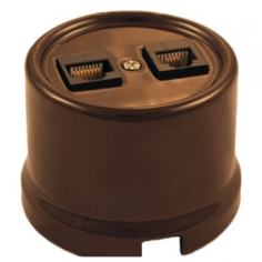Розетка Bironi B1-302-02 коричневый, компьютерная 2-ая (RJ45)