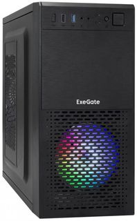 Корпус mATX Exegate mEVO-7807 EX292981RUS черный. без БП, USB2.0, USB3.0, 120mm fan, с RGB подсветкой