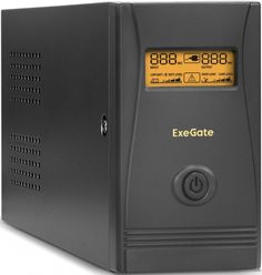 Источник бесперебойного питания Exegate Power Smart ULB-850.LCD.AVR.EURO.RJ 850VA/480W, LCD, AVR, 2*Schuko, RJ45/11, металлический корпус, black