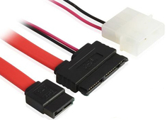 Кабель интерфейсный SATA GCR GC-ST307 Micro SATA 16pin [штекер] / SATA II 7pin[гнездо] / Molex 4pin [штекер], пакет