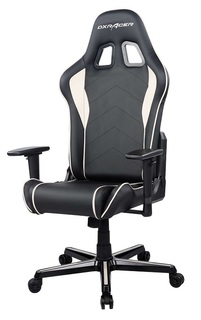 Кресло DxRacer OH/P08/NW геймерское, черное с белыми вставками, регулируемые подлокотники в 3 направлениях, наклон спинки до 135 градусов, механизм ка