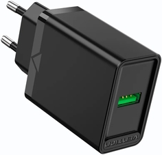 Зарядное устройство сетевое Vention FABB0-EU на 1 порт USB A QC 3.0 2.4A черный
