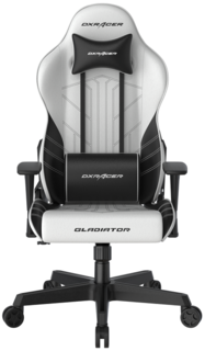 Кресло DxRacer OH/G8000/WN геймерское, белое с черными вставками, регулируемые подлокотники, механизм качания, угол наклона спинки до 150 градусов