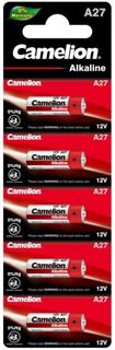 Батарейка Camelion A27-BP5(0%Hg) Mercury Free LR27A/A27, 12 В, 80 мА.ч, 5 шт в упаковке (12830)