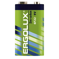 Батарейка Ergolux 6F22SR1 6F22, "крона", 9 В, 450 мА.ч, 1 шт в упаковке (12443)