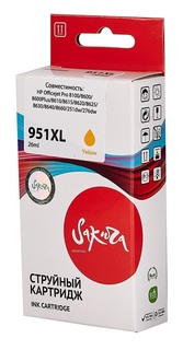 Картридж струйный Sakura CN048AE (№951XL Yellow) для HP Officejet Pro 8100/8600/8600Plus/8610/8615/8620/8625/8630/8640/8660/251dw/276dw, пигментный ти