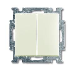 Выключатель ABB 1012-0-2187 BASIC 55 двухклавишный однополюсный (механизм), 10А, 250В, IP20 шале (белый)