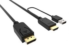 Кабель интерфейсный DisplayPort-HDMI Buro HDMI-DP-2M 2м, позолоченные контакты, черный (1850693)