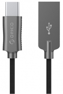 Кабель Orico HCU-10-BK (черный), USB2.0/Charge3A Type A(m)/Type C(m), 1,0 м., круглый, оплетка нейлон