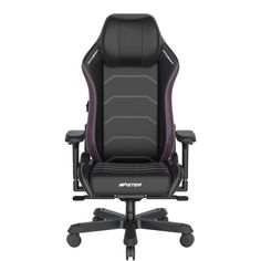 Кресло DxRacer I-DMC/MAS2022/NV черное с фиолетовыми вставками, экокожа, 4D-подлокотники, механизм качания