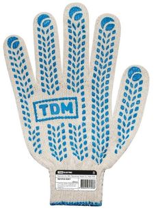 Перчатки TDM SQ1016-0201 х/б с ПВХ, "Протектор", белые, 10, 1 пара