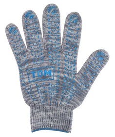 Перчатки TDM SQ1016-0204 х/б с ПВХ, "Протектор", серый меланж, 10, плотная вязка, 1 пара