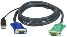 Кабель Aten 2L-5202U мон+клав+мышь USB, SPHD15=>HD DB15+USB A-Тип, Male-2xMale, 8+4 проводов, опрессованный, 1.8 м, черный