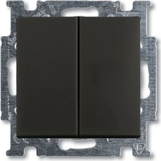 Выключатель ABB 1012-0-2177 2CKA001012A2177 BASIC 55 двухклавишный (механизм), 10А, 250В, IP20, в рамку шато (чёрный)