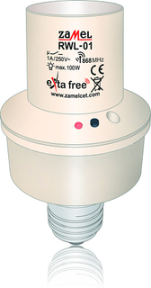 Приемник Zamel RWL-01 Exta Free (выключатель освещения) под лампы E27, 100W, 868 MHz, радиус действия 200м, IP20
