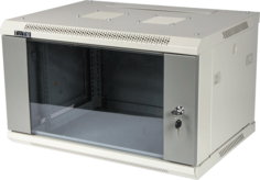 Шкаф настенный 19", 9U TWT TWT-CBWPG-9U-6x6-GY Pro 600x600 стеклянная дверь