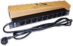 Блок розеток 19, 9 розеток TWT TWT-PDU19-16A9P-3.0 без выключателя, 16A 250V, шнур питания 3.0 м