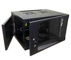 Шкаф настенный 19", 6U TWT TWT-CBWNG-6U-6x6-BK 550x600, стеклянная дверь, черный