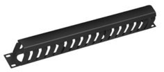 Органайзер 19, 1U Cabeus JB07-1U-BK кабельный с крышкой, металлический, цвет черный (RAL9004)