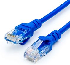 Кабель патч-корд U/UTP 5e кат. 15м. Atcom AT9168 литой, RJ45, синий